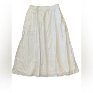 Loft Women's White Flowing Elastic Waist Eyelet Maxi Skirt Size Medium
